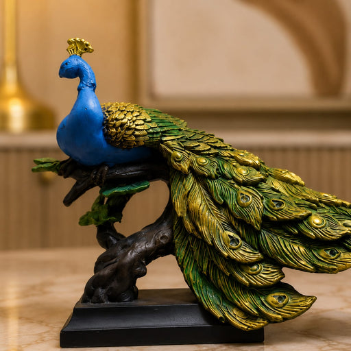 A direct front-facing view of the Multicolour Peacock on Branch showcasing its vibrant details and premium finish.