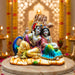 The detailed back view of the Multicolour Radha Krishna Idol showing the intricate texture of the material.