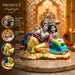 A side profile view of the Multicolour Radha Krishna Idol revealing its graceful silhouette.
