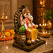 The detailed back view of the Multicolour Sitting Ganesha Idol showing the intricate texture of the material.