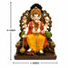A dimensional diagram illustrating the exact height and width of the Multicolour Sitting Ganesha Idol.