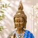 Premium Blue & Gold Meditating Resin Buddha Statue (Style 2) (16 Inch) - View 1