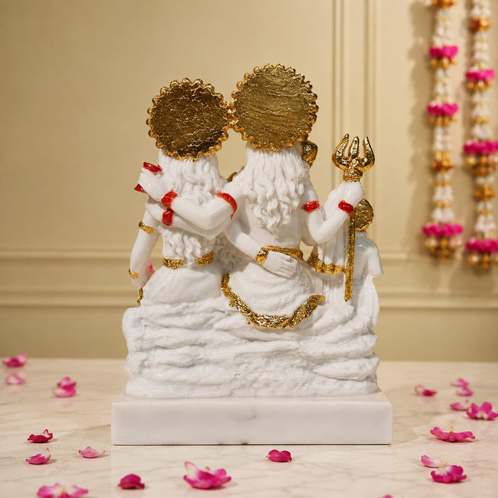 Premium White & Gold Resin Shiv Parivar Idol (9 Inch) - View 2