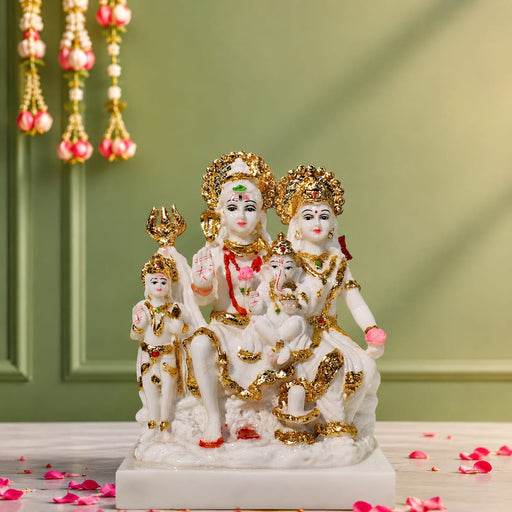 Premium White & Gold Resin Shiv Parivar Idol (9 Inch) - View 5