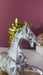 Luxury silver and gold rearing horse figurine for living room home decor.