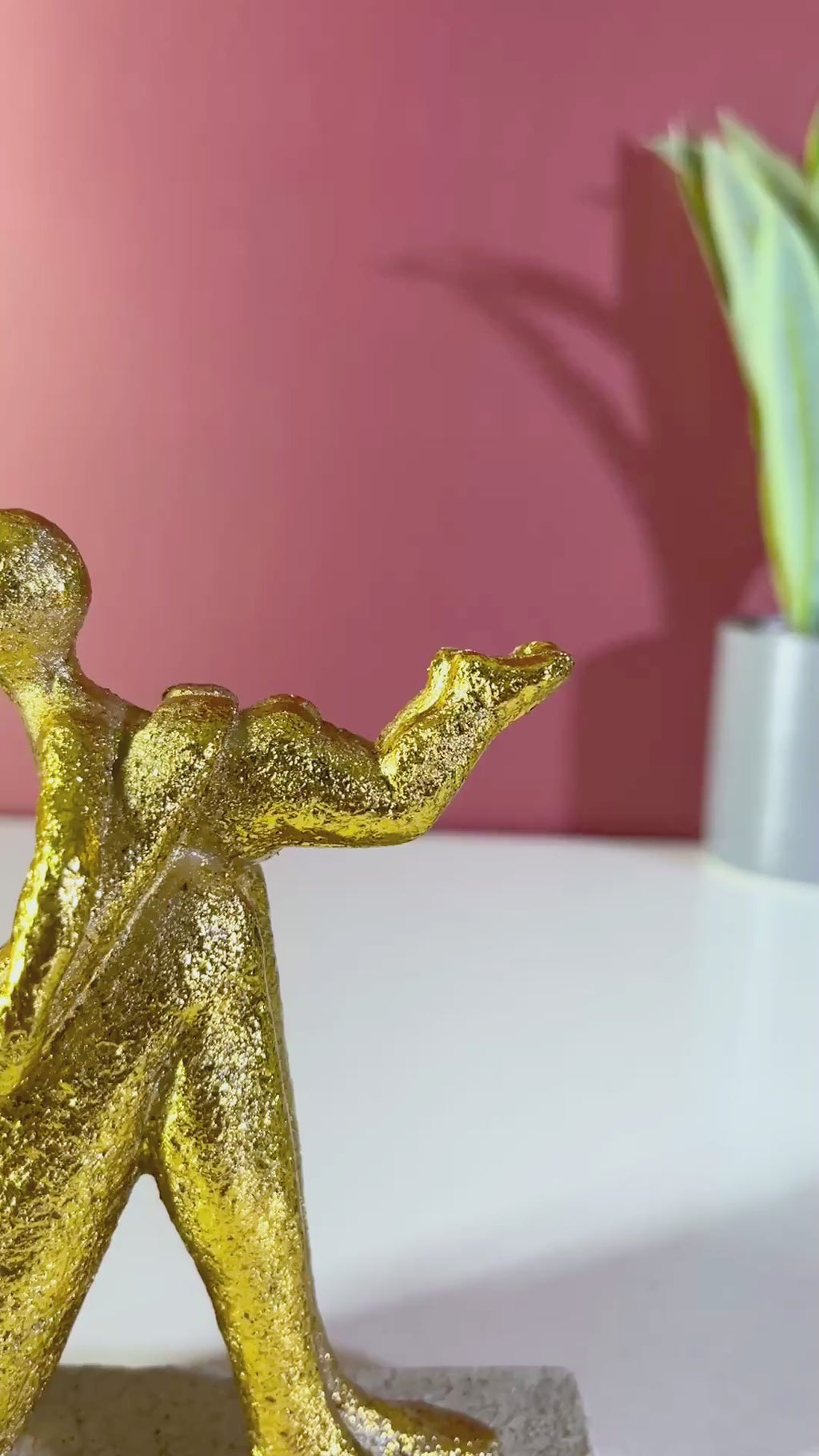 Elegant Gold Resin Family Figurine for Table Decor