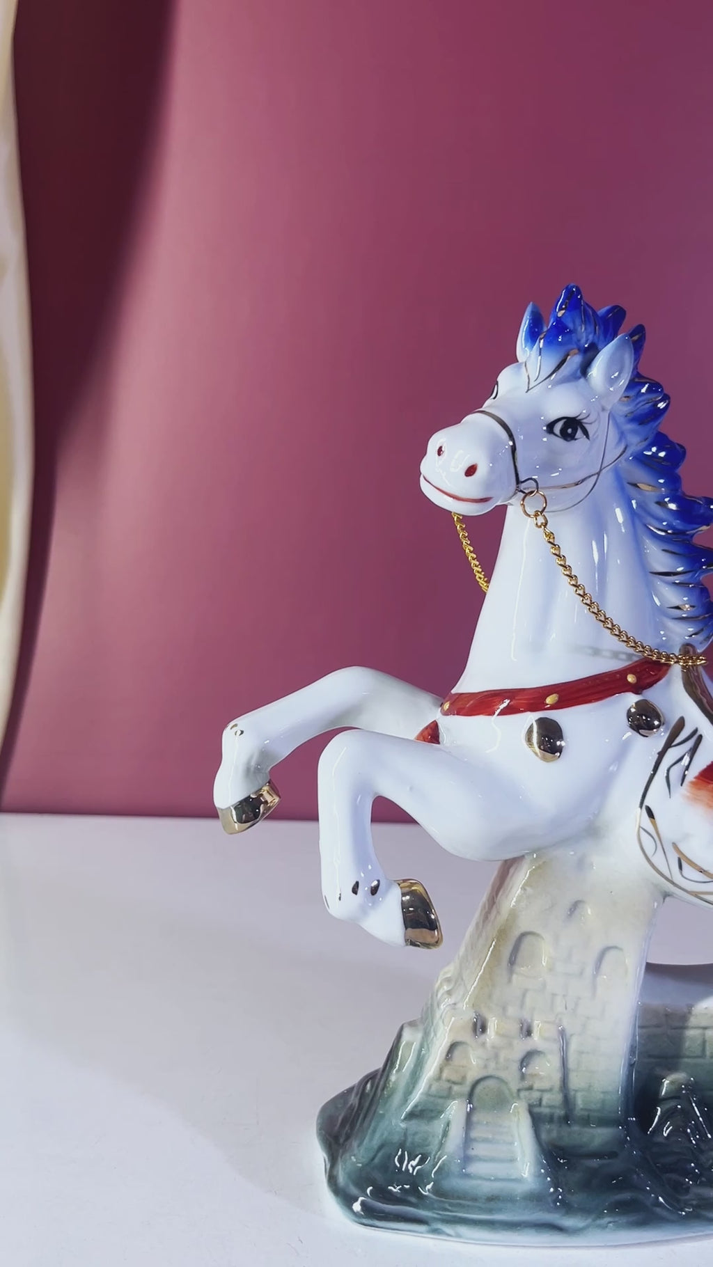 Premium royal blue ceramic stallion art decor by The Decor Paradise