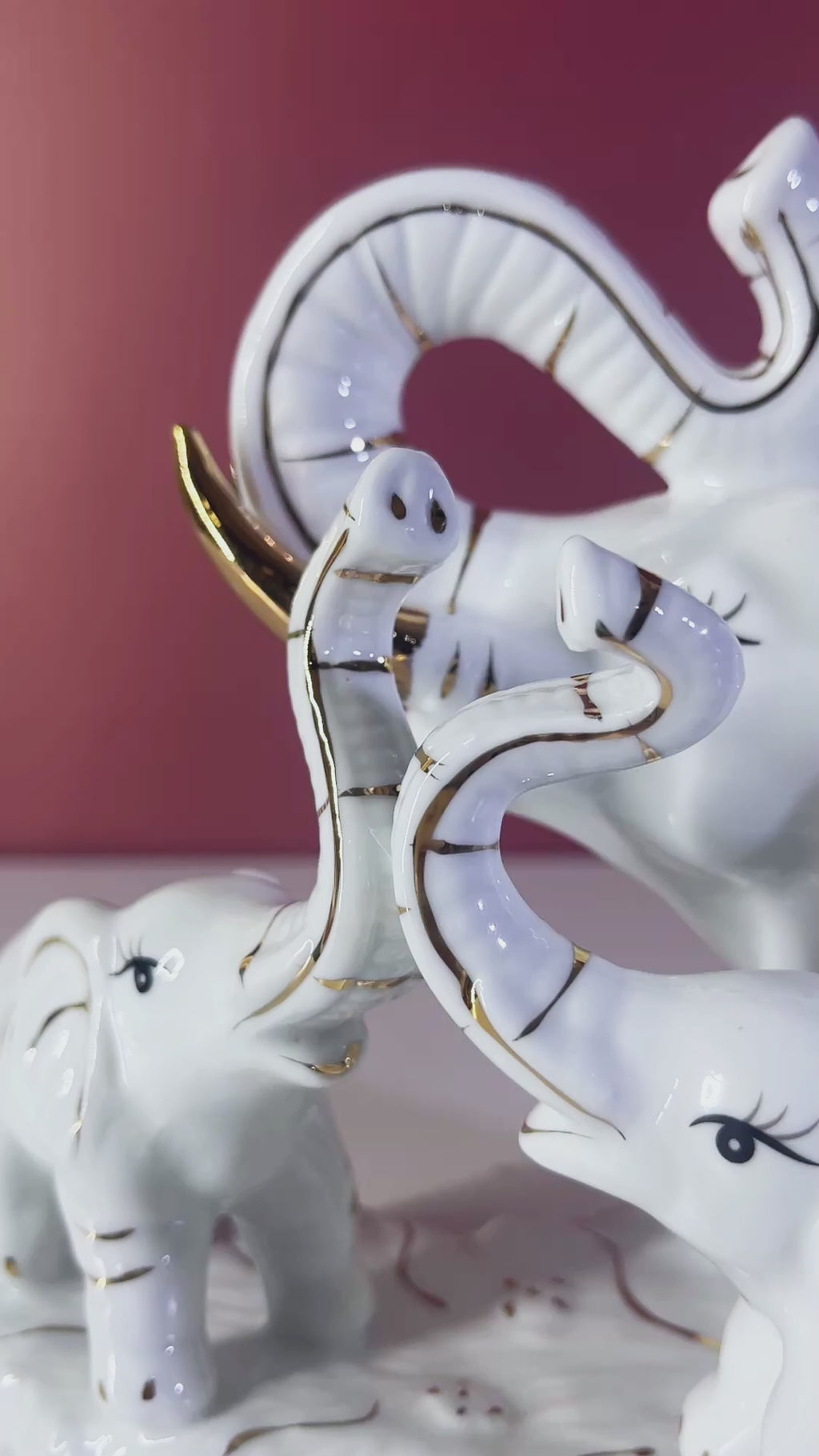 Lucky White Elephant Family Figurine for Home and Gifting