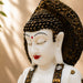 Pure White & Gold Meditating Resin Buddha Statue (12 Inch) - View 2