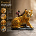 Full front view of Resting Tiger Resin Figurine with Red Roses (7 Inch) on display base against clean studio background