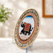 Side profile perspective showcasing elegant three-dimensional contours and sculptural depth of Royal Elephant Hand-Painted Decorative Marble Plate with Stand (9.4 Inch)