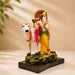 Sacred Lord Krishna & Cow Resin Figurine with Golden Halo (6.6 Inch) - View 2