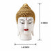 Three-quarter perspective angle view showcasing dynamic form and balanced proportions of Serene White and Gold Buddha Head Resin Bust (9 Inch)