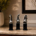 Detailed close-up of hand-painted accents, fine facial detailing, and premium Resin texture on Set of 3 Rearing Horse Busts Resin Sculpture (11 Inch)