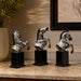 Full front view of Set of 3 Rearing Horse Busts Resin Sculpture (11 Inch) on display base against clean studio background