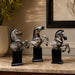 Exact dimension guide and measurement chart showing height and proportions of Set of 3 Rearing Horse Busts Resin Sculpture (11 Inch)