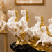 Side profile perspective showcasing elegant three-dimensional contours and sculptural depth of Seven Running Horses Feng Shui Resin Sculpture (12.2 Inch)