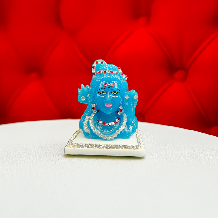 Divine Lord Shiva Blue Idol with Gemstone Embellishments