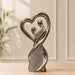 Modern Silver Chrome Porcelain Embrace Couple in Heart Statue (12 Inch) - Shot 7