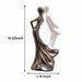 A dimensional diagram illustrating the exact height and width of the Silver Dancing Couple Figurine.