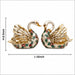A dimensional diagram illustrating the exact height and width of the Silver Floral Swan Pair.