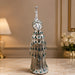 An angled perspective of the Silver Peacock on Pillar highlighting its elegant three-dimensional form and craftsmanship.