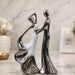 Modern Abstract Silver & White Porcelain Dancing Couple Sculpture (12 Inch) - Shot 1
