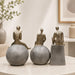 Three Abstract Silver Thinker Figures on Geometric Shapes Resin Decor (9.5 Inch) - View 3