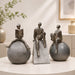 Three Abstract Silver Thinker Figures on Geometric Shapes Resin Decor (9.5 Inch) - View 5