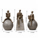Three Abstract Silver Thinker Figures on Geometric Shapes Resin Decor (9.5 Inch) - View 6