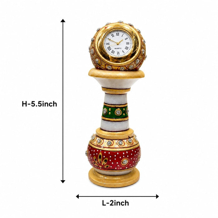 Dimension guide and size measurement chart for 5.5 inch marble pillar clock