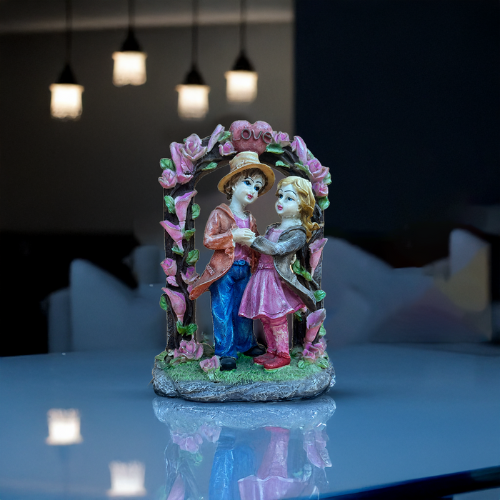 Romantic Couple Figurine with Floral Arch Design – 9 Inch Tall