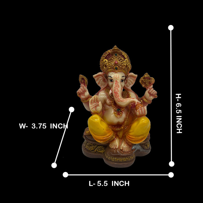 Auspicious Yellow-Adorned Ganesh Idol for Prosperity and Devotion