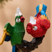 Detailed close-up of hand-painted accents, fine facial detailing, and premium Resin texture on Vibrant Twin Parrots on Branch Resin Figurine (8 Inch)