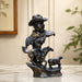 High-resolution craftsmanship detail shot displaying intricate ornamental work on Vintage Cowboy Bust with Horse Rider Scene Resin Sculpture (8.5 Inch)
