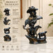 Full front view of Vintage Cowboy Bust with Horse Rider Scene Resin Sculpture (8.5 Inch) on display base against clean studio background