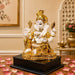 High-resolution craftsmanship detail shot displaying intricate ornamental work on White and Gold Ganesha Resin Idol with Red Tilak (10.5 Inch)