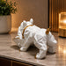 An angled perspective of the White Geometric Bulldog with Tray highlighting its elegant three-dimensional form and craftsmanship.