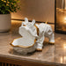 The detailed back view of the White Geometric Bulldog with Tray showing the intricate texture of the material.