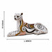 A dimensional diagram illustrating the exact height and width of the White and Gold Leopard Figurine.