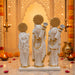 The detailed back view of the White and Gold Ram Darbar showing the intricate texture of the material.