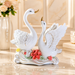 Elegant White Porcelain Swan Pair Showpiece with Gold Accents & Floral Base - Shot 6