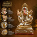 A side profile view of the White and Red Ganesha Idol revealing its graceful silhouette.